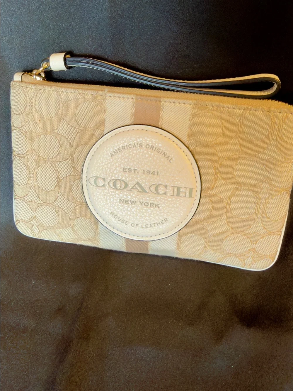 Coach Beige and Cream Signature Wristlet